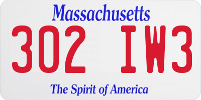 MA license plate 302IW3