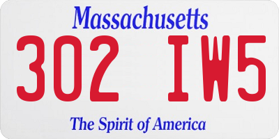 MA license plate 302IW5