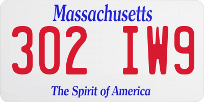 MA license plate 302IW9