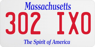 MA license plate 302IX0