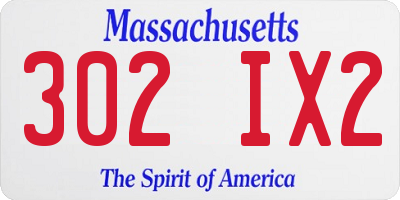 MA license plate 302IX2