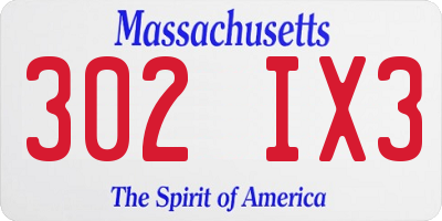 MA license plate 302IX3