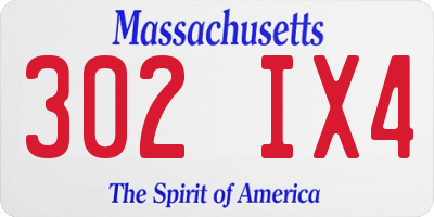 MA license plate 302IX4