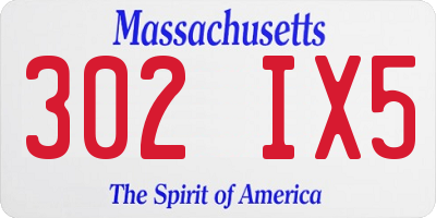 MA license plate 302IX5