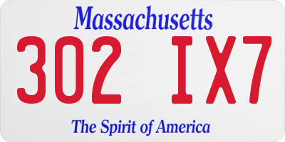 MA license plate 302IX7