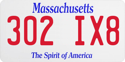 MA license plate 302IX8