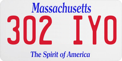 MA license plate 302IY0