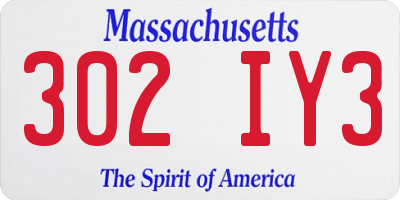 MA license plate 302IY3
