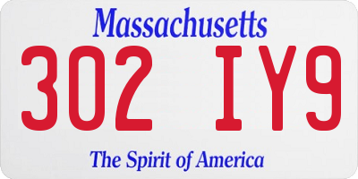 MA license plate 302IY9