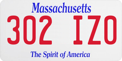 MA license plate 302IZ0