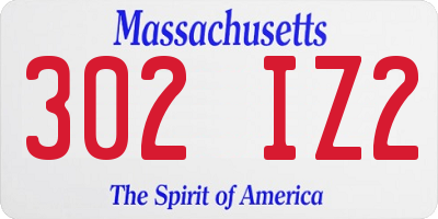 MA license plate 302IZ2