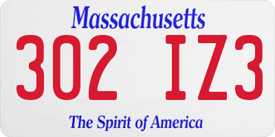 MA license plate 302IZ3