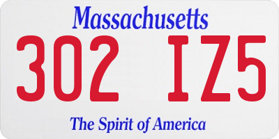 MA license plate 302IZ5