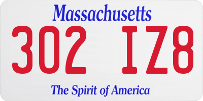 MA license plate 302IZ8