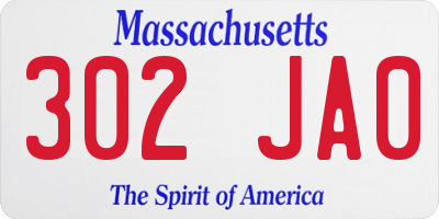 MA license plate 302JA0
