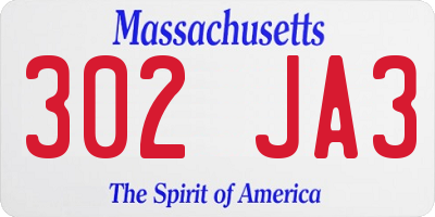 MA license plate 302JA3