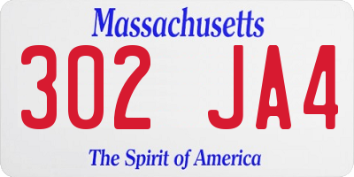 MA license plate 302JA4