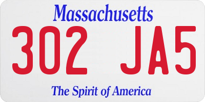 MA license plate 302JA5