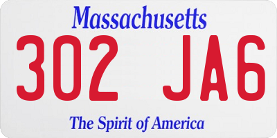 MA license plate 302JA6