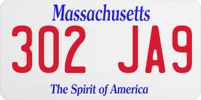 MA license plate 302JA9