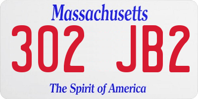 MA license plate 302JB2