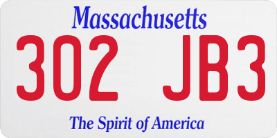 MA license plate 302JB3