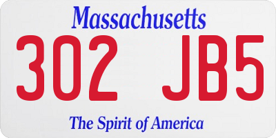 MA license plate 302JB5
