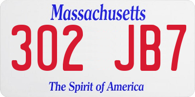 MA license plate 302JB7