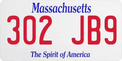 MA license plate 302JB9