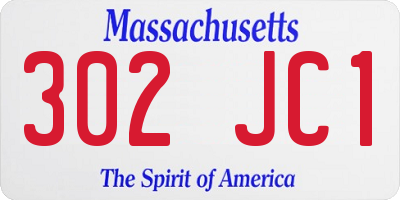 MA license plate 302JC1