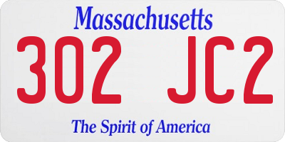 MA license plate 302JC2
