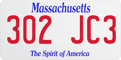 MA license plate 302JC3