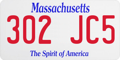 MA license plate 302JC5