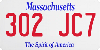 MA license plate 302JC7