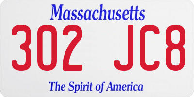 MA license plate 302JC8