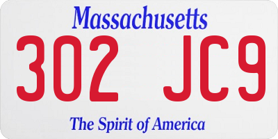 MA license plate 302JC9