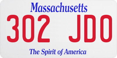 MA license plate 302JD0