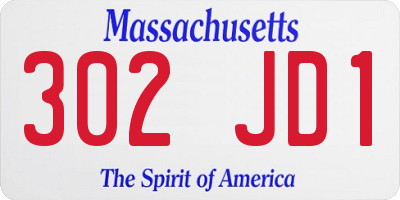 MA license plate 302JD1