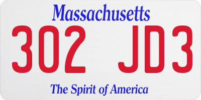 MA license plate 302JD3