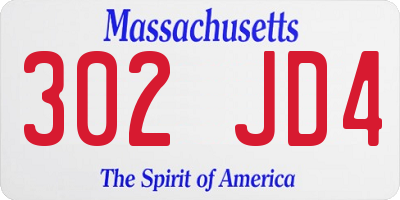 MA license plate 302JD4