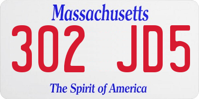 MA license plate 302JD5