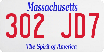 MA license plate 302JD7