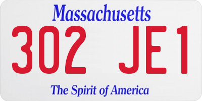 MA license plate 302JE1