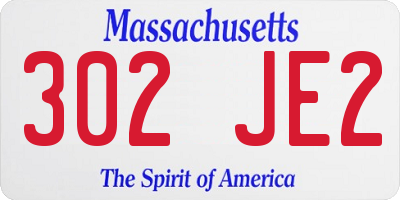 MA license plate 302JE2