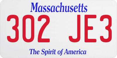 MA license plate 302JE3