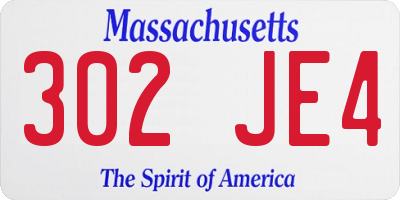 MA license plate 302JE4