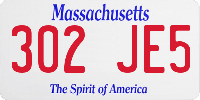 MA license plate 302JE5