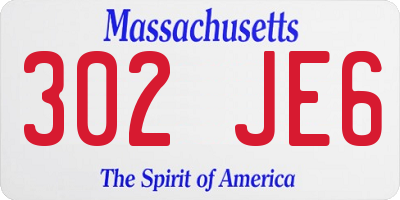 MA license plate 302JE6
