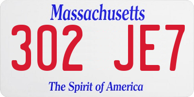 MA license plate 302JE7