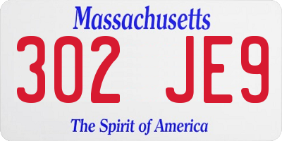 MA license plate 302JE9